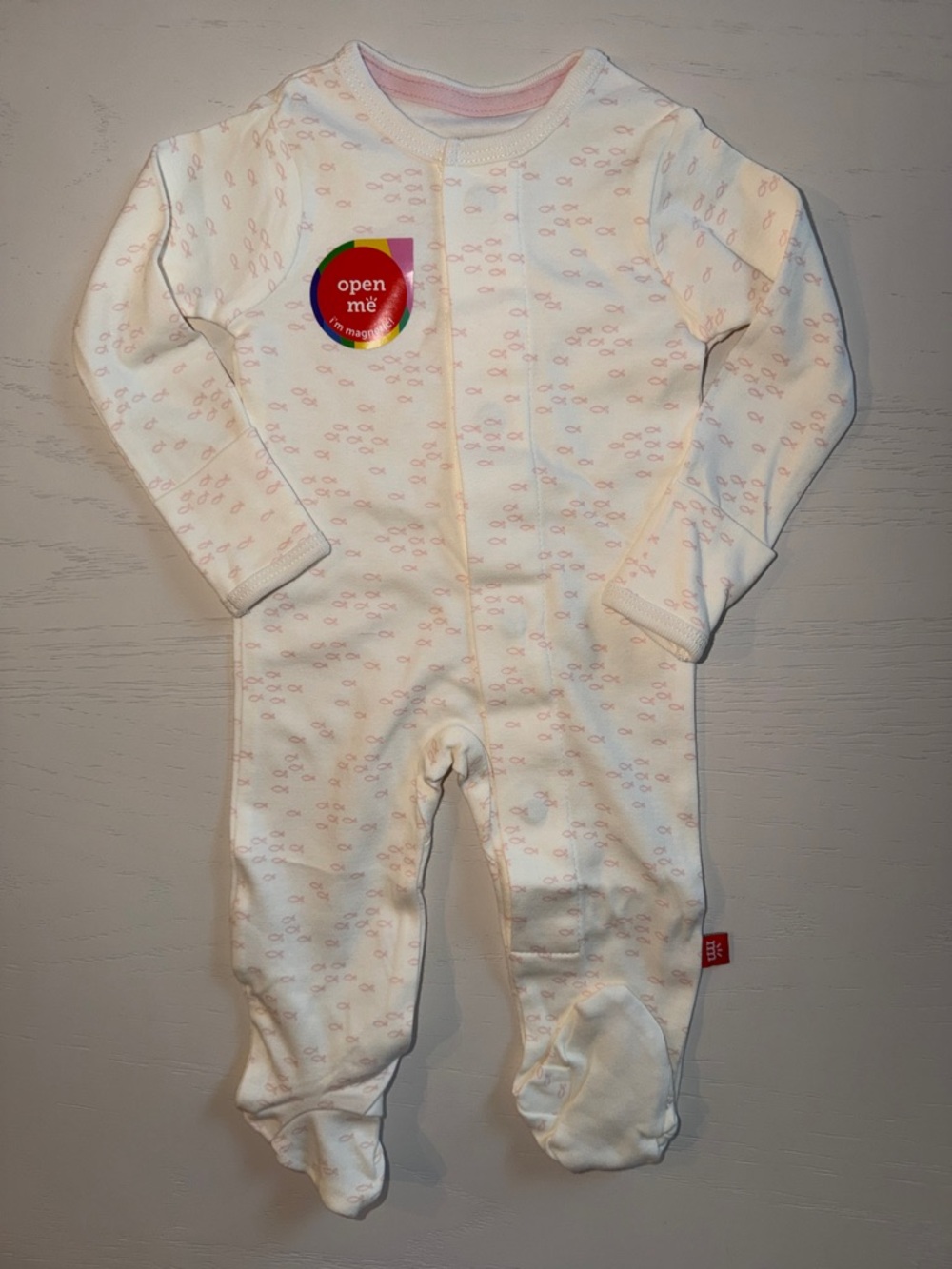 Magnetic Me White Pink Fish Footie 0-3 months